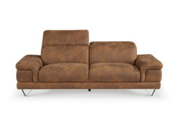 Faux Leather Suede Brown 3 Seater Sofa Chicago - thumbnail 3