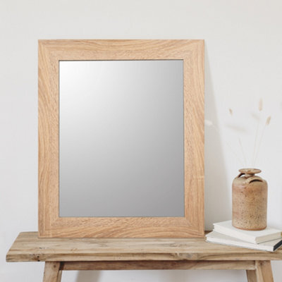 Andino Natural Light Oak Effect Woodgrain Rectangular Wall-Mounted Framed Mirror, (H)61Cm (W)51Cm - image 1
