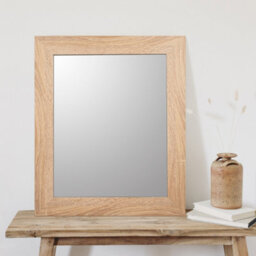 Andino Natural Light Oak Effect Woodgrain Rectangular Wall-Mounted Framed Mirror, (H)61Cm (W)51Cm - thumbnail 1
