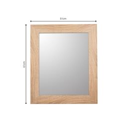 Andino Natural Light Oak Effect Woodgrain Rectangular Wall-Mounted Framed Mirror, (H)61Cm (W)51Cm - thumbnail 5