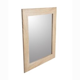 Andino Natural Light Oak Effect Woodgrain Rectangular Wall-Mounted Framed Mirror, (H)61Cm (W)51Cm - thumbnail 3