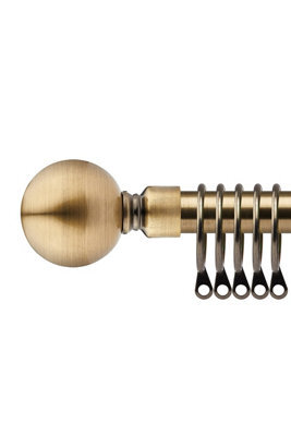16-19mm Sphere Extendable Metal Curtain Pole Set Brass 160-300Cm