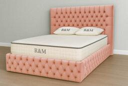 4Ft6 Double Bed Frame - Chesterfield Upholstered Winged Bed Frame - Pink Plush Velvet Fabric - thumbnail 3