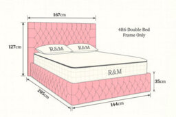 4Ft6 Double Bed Frame - Chesterfield Upholstered Winged Bed Frame - Pink Plush Velvet Fabric - thumbnail 4