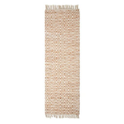 Homescapes Sierra Neutral Diamond Pattern Hemp Chindi Rug, 66 X 200 Cm - thumbnail 2