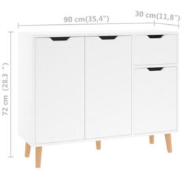Berkfield Sideboard High Gloss White 90X30X72 Cm Engineered Wood - thumbnail 8