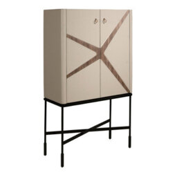 Angel Cerda Elegant High Sideboard In Leather, Walnut, And Black Steel For Modern Homes