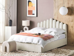 Beliani Ottoman Bed Velvet Vincennes 180 X 200 Cm (Eu Super King) Off-White - thumbnail 2