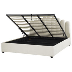 Beliani Ottoman Bed Velvet Vincennes 180 X 200 Cm (Eu Super King) Off-White - thumbnail 1