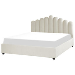 Beliani Ottoman Bed Velvet Vincennes 180 X 200 Cm (Eu Super King) Off-White - thumbnail 4