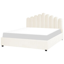 Beliani Ottoman Bed Velvet Vincennes 180 X 200 Cm (Eu Super King) Off-White - thumbnail 5