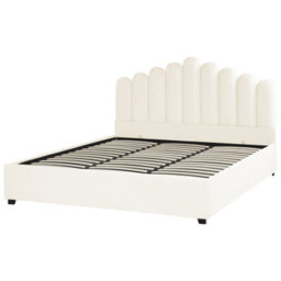 Beliani Ottoman Bed Velvet Vincennes 180 X 200 Cm (Eu Super King) Off-White - thumbnail 8