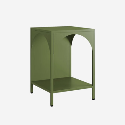 Sweeek - Bedside Table Industrial-Style Steel Soho Khaki Green 35X35X52 Cm