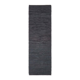 Homescapes Denver Leather Woven Rug Black, 66 X 200 Cm - thumbnail 2