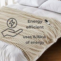 Neo Waffle Shaped Electric Blanket Heated Fleece Overblanket Throw Machine Washable Remote Timer Control Heat Settings - Natural - thumbnail 2
