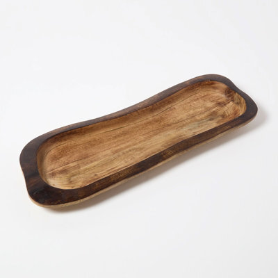 Homescapes Mango Wood Dough Bowl, Natural Decorative Bowl - image 1