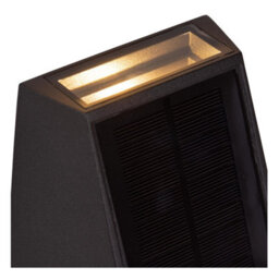 Lucide Luton Wall Light Outdoor- Solar - Led Dim. 2850K/3150K Ip54 - Day/night Sensor - Black - thumbnail 4