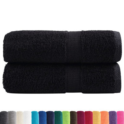Berkfield Durable Premium Wash Towels Solund 2 Pcs Black 30X30 Cm 600 Gsm