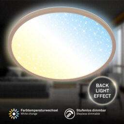 Briloner Slim Led Panel Ceiling Light Beige Living Room Lamp Dimmable Starry Sky Effect Cct 37,5Cm, 22W, 3000Lm - thumbnail 2
