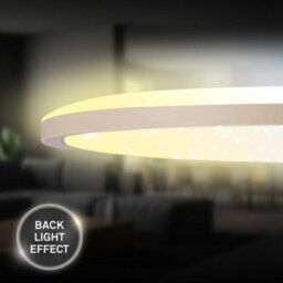 Briloner Slim Led Panel Ceiling Light Beige Living Room Lamp Dimmable Starry Sky Effect Cct 37,5Cm, 22W, 3000Lm - thumbnail 3