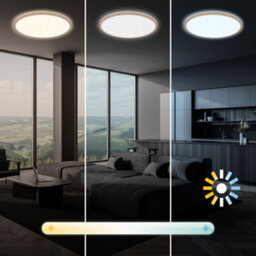 Briloner Slim Led Panel Ceiling Light Beige Living Room Lamp Dimmable Starry Sky Effect Cct 37,5Cm, 22W, 3000Lm - thumbnail 5
