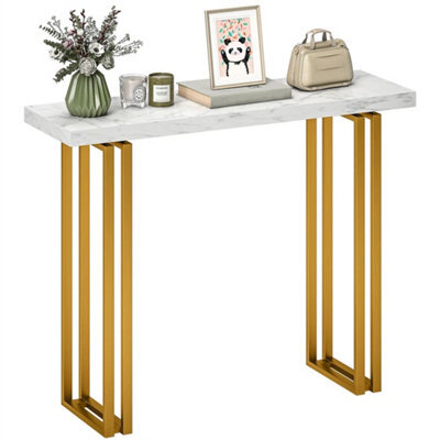 Modern Slim Long Accent Sofa Side Hall Desk For Hallway, White - image 1