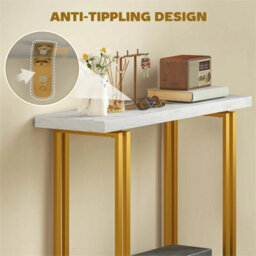 Modern Slim Long Accent Sofa Side Hall Desk For Hallway, White - thumbnail 4