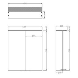 Plum&clay Carmie Led Illuminated Double Mirrored Wall Cabinet (H)715mm (W)600mm - thumbnail 3