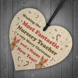 Red Ocean Handmade Wood Christmas Gift Hanging Heart Nursery Teacher Gift From Child Thank You Gift - thumbnail 6