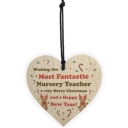 Red Ocean Handmade Wood Christmas Gift Hanging Heart Nursery Teacher Gift From Child Thank You Gift - thumbnail 5