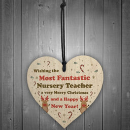 Red Ocean Handmade Wood Christmas Gift Hanging Heart Nursery Teacher Gift From Child Thank You Gift - thumbnail 2
