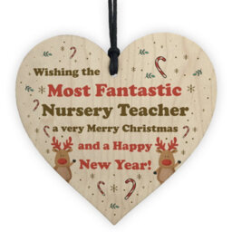 Red Ocean Handmade Wood Christmas Gift Hanging Heart Nursery Teacher Gift From Child Thank You Gift