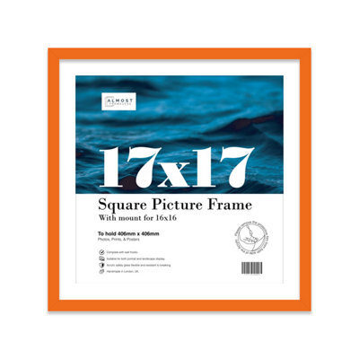 "17X17"" Orange Picture Frame - 17X17"" Square Frame With 16X16"" Mount For 17X17""/16X16"" Pictures Moderrn Style Thin Edge, 1 Pack" - image 1