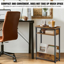 Slim Bedside Table Bedroom Nightstand With Shelf & Drawer, Narrow Cabinet 3 Tier - thumbnail 5