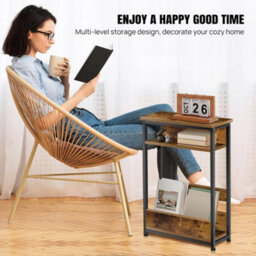 Slim Bedside Table Bedroom Nightstand With Shelf & Drawer, Narrow Cabinet 3 Tier - thumbnail 4