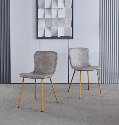 Hallowood Furniture Cullompton Taupe Faux Leather Dining Chair With Oak Effect Legs X2 - image 1