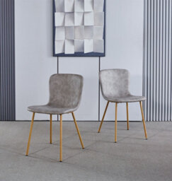 Hallowood Furniture Cullompton Taupe Faux Leather Dining Chair With Oak Effect Legs X2