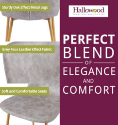 Hallowood Furniture Cullompton Taupe Faux Leather Dining Chair With Oak Effect Legs X2 - thumbnail 6