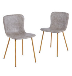 Hallowood Furniture Cullompton Taupe Faux Leather Dining Chair With Oak Effect Legs X2 - thumbnail 9