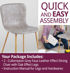 Hallowood Furniture Cullompton Taupe Faux Leather Dining Chair With Oak Effect Legs X2 - thumbnail 8