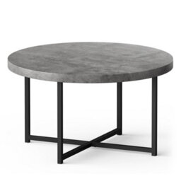 Vonhaus Concrete Look Round Coffee Table Grey, Lightweight Centre Table W/black Metal Legs, 80Cm Diameter, Modern Industrial Style - thumbnail 7