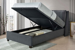 Flintshire Furniture Ashleigh 5Ft Double Pu Pillowback Grey Ottoman Bed - thumbnail 3