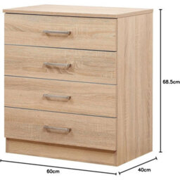 Sonoma Oak 4 Drawer Chest Bedroom Furniture - thumbnail 2