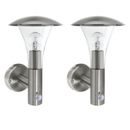 First Choice Lighting Set Of 2 Halo - Stainless Steel Outdoor Ip44 Motion Sensor Wall Lights - thumbnail 2