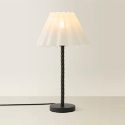 Valuelights Maura White Scallop Pleated Tapered Shade Matte Black Twist Table Lamp And Bulb - thumbnail 3