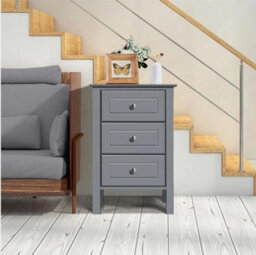 3 Drawer Bedside Table Storage Cabinet For Hallway Bedroom Living Room Dark Grey - thumbnail 6