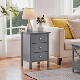 3 Drawer Bedside Table Storage Cabinet For Hallway Bedroom Living Room Dark Grey - thumbnail 7