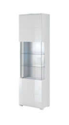Arte Toledo 05 Contemporary Tall Display Cabinet 1 Hinged Door 6 Shelves White Gloss (H)2040mm (W)610mm (D)390mm - thumbnail 1