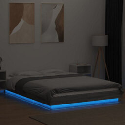 Berkfield Bed Frame With Led Lights Without Mattress Grey Sonoma 135X190Cm - thumbnail 4