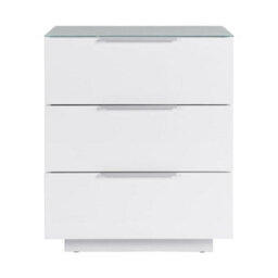Furniture in Fashion Fresh Tall Bedside Cabinet In White Glass Top And High Gloss - thumbnail 5